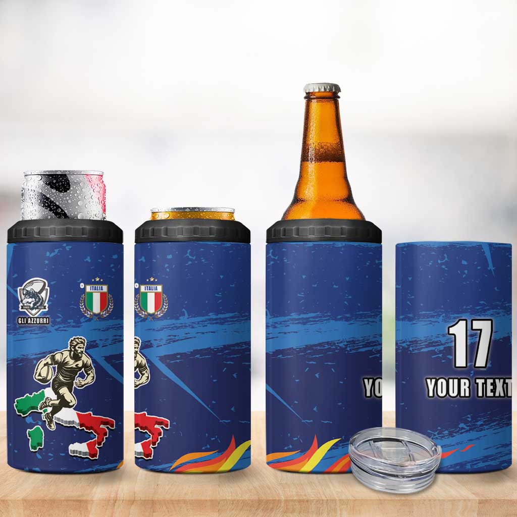 Italian Republic Rugby Custom 4 in 1 Can Cooler Tumbler Sporty Style