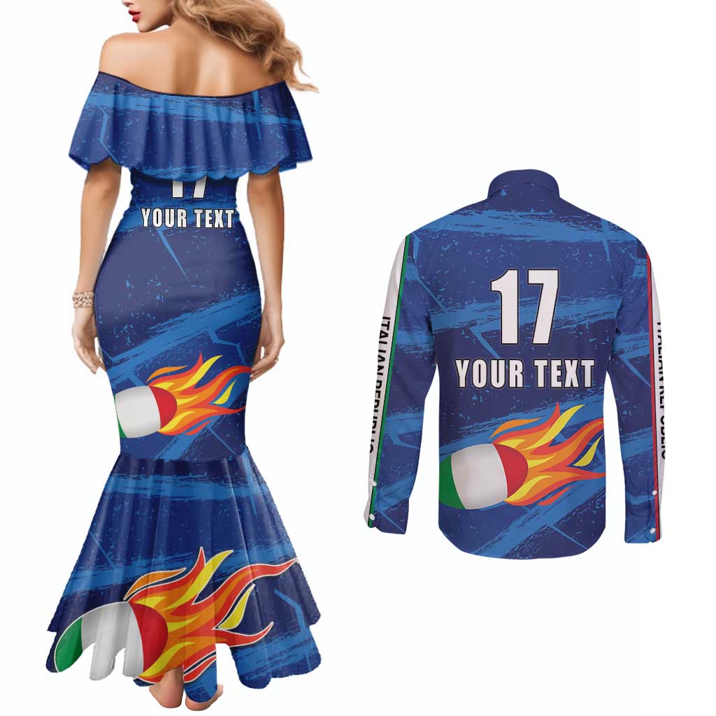 Italian Republic Rugby Custom Couples Matching Mermaid Dress and Long Sleeve Button Shirt Sporty Style