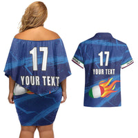 Italian Republic Rugby Custom Couples Matching Off Shoulder Short Dress and Hawaiian Shirt Sporty Style