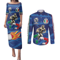 Italian Republic Rugby Custom Couples Matching Puletasi and Long Sleeve Button Shirt Sporty Style