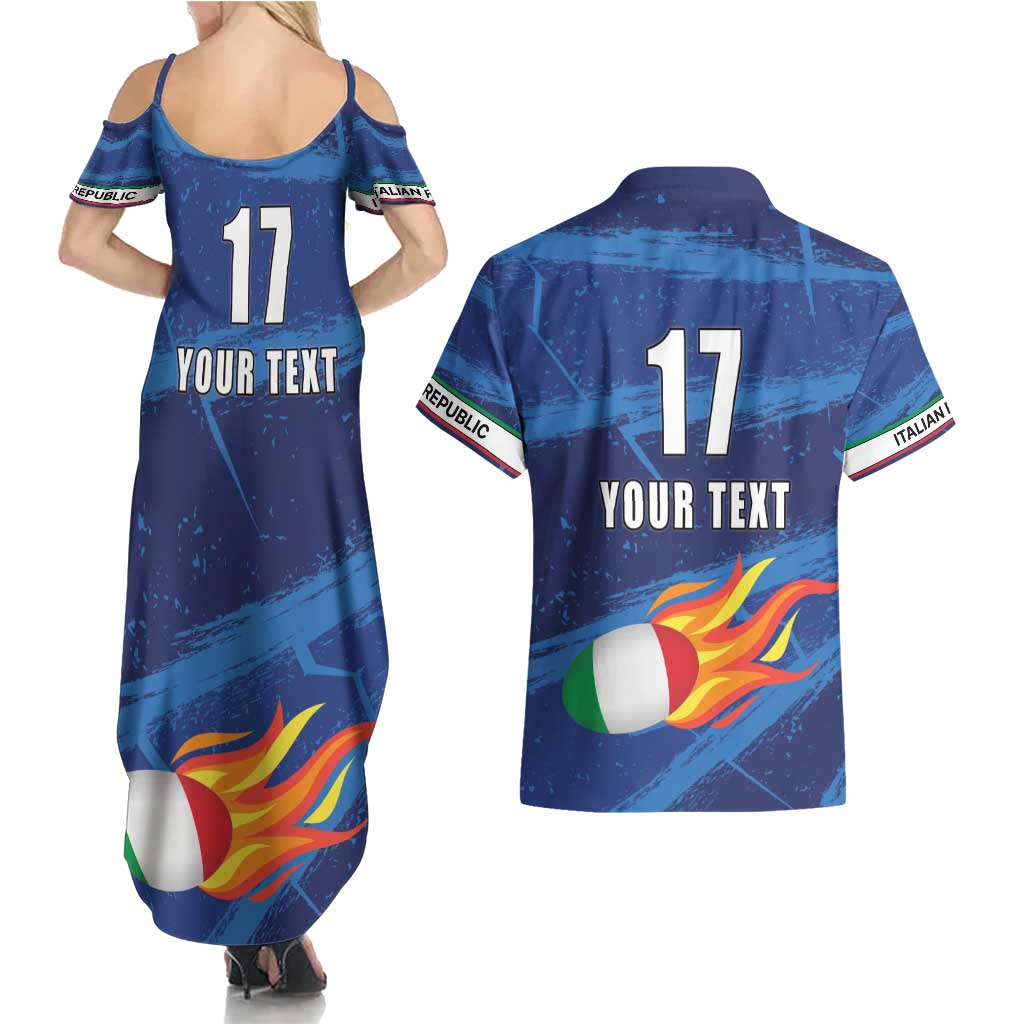 Italian Republic Rugby Custom Couples Matching Summer Maxi Dress and Hawaiian Shirt Sporty Style