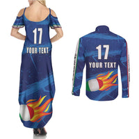 Italian Republic Rugby Custom Couples Matching Summer Maxi Dress and Long Sleeve Button Shirt Sporty Style