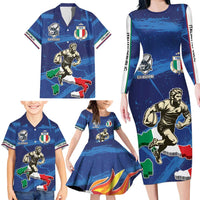 Italian Republic Rugby Custom Family Matching Long Sleeve Bodycon Dress and Hawaiian Shirt Sporty Style
