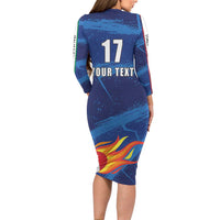 Italian Republic Rugby Custom Family Matching Long Sleeve Bodycon Dress and Hawaiian Shirt Sporty Style