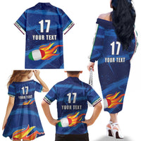 Italian Republic Rugby Custom Family Matching Off The Shoulder Long Sleeve Dress and Hawaiian Shirt Sporty Style