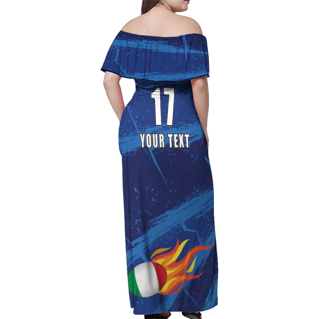 Italian Republic Rugby Custom Family Matching Off Shoulder Maxi Dress and Hawaiian Shirt Sporty Style