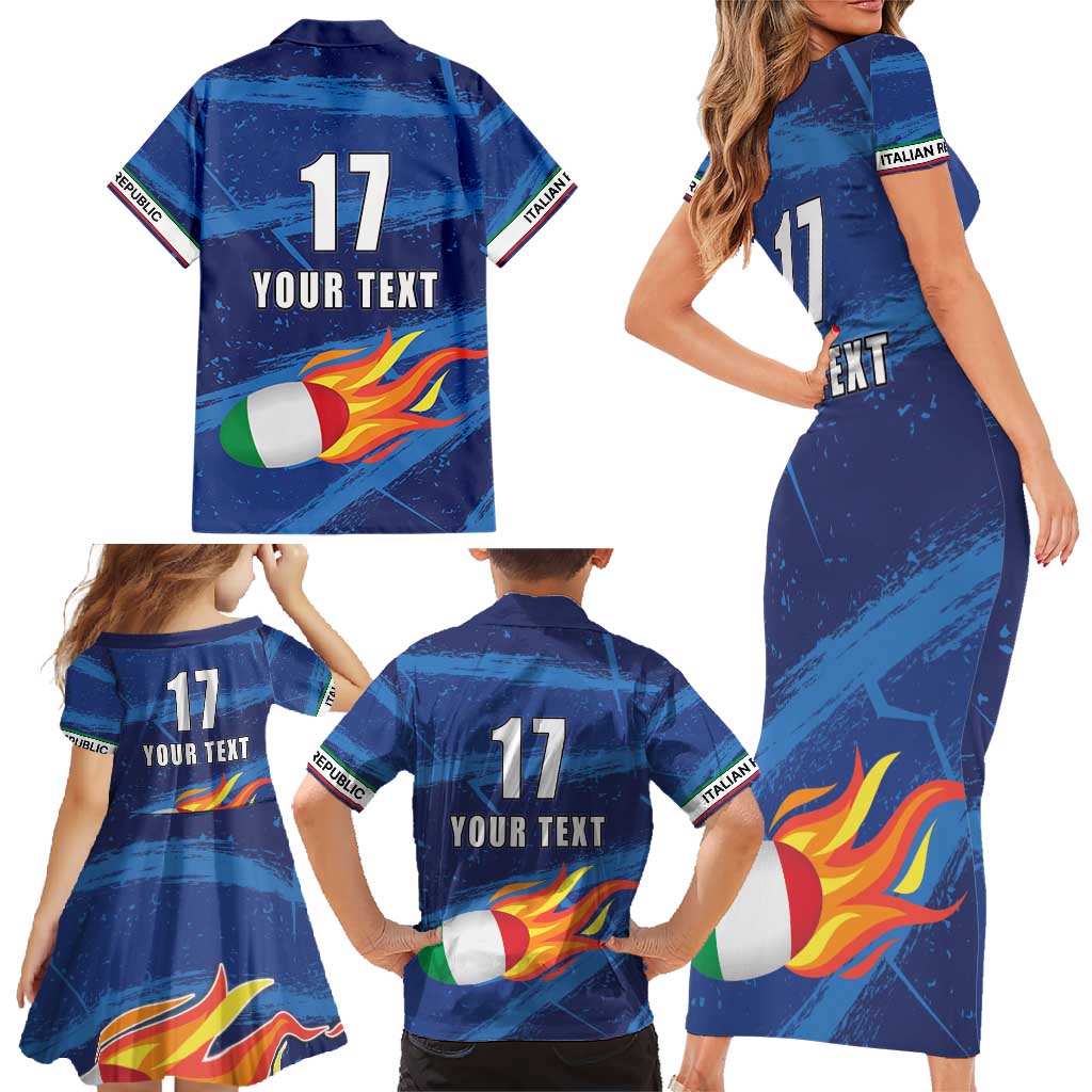 Italian Republic Rugby Custom Family Matching Short Sleeve Bodycon Dress and Hawaiian Shirt Sporty Style