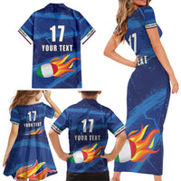 Italian Republic Rugby Custom Family Matching Short Sleeve Bodycon Dress and Hawaiian Shirt Sporty Style