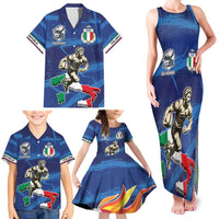 Italian Republic Rugby Custom Family Matching Tank Maxi Dress and Hawaiian Shirt Sporty Style
