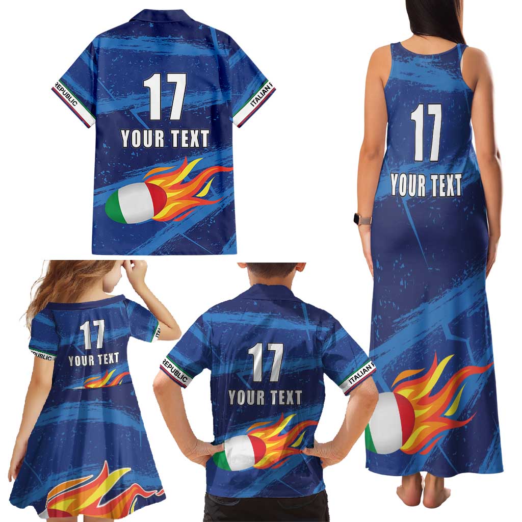 Italian Republic Rugby Custom Family Matching Tank Maxi Dress and Hawaiian Shirt Sporty Style