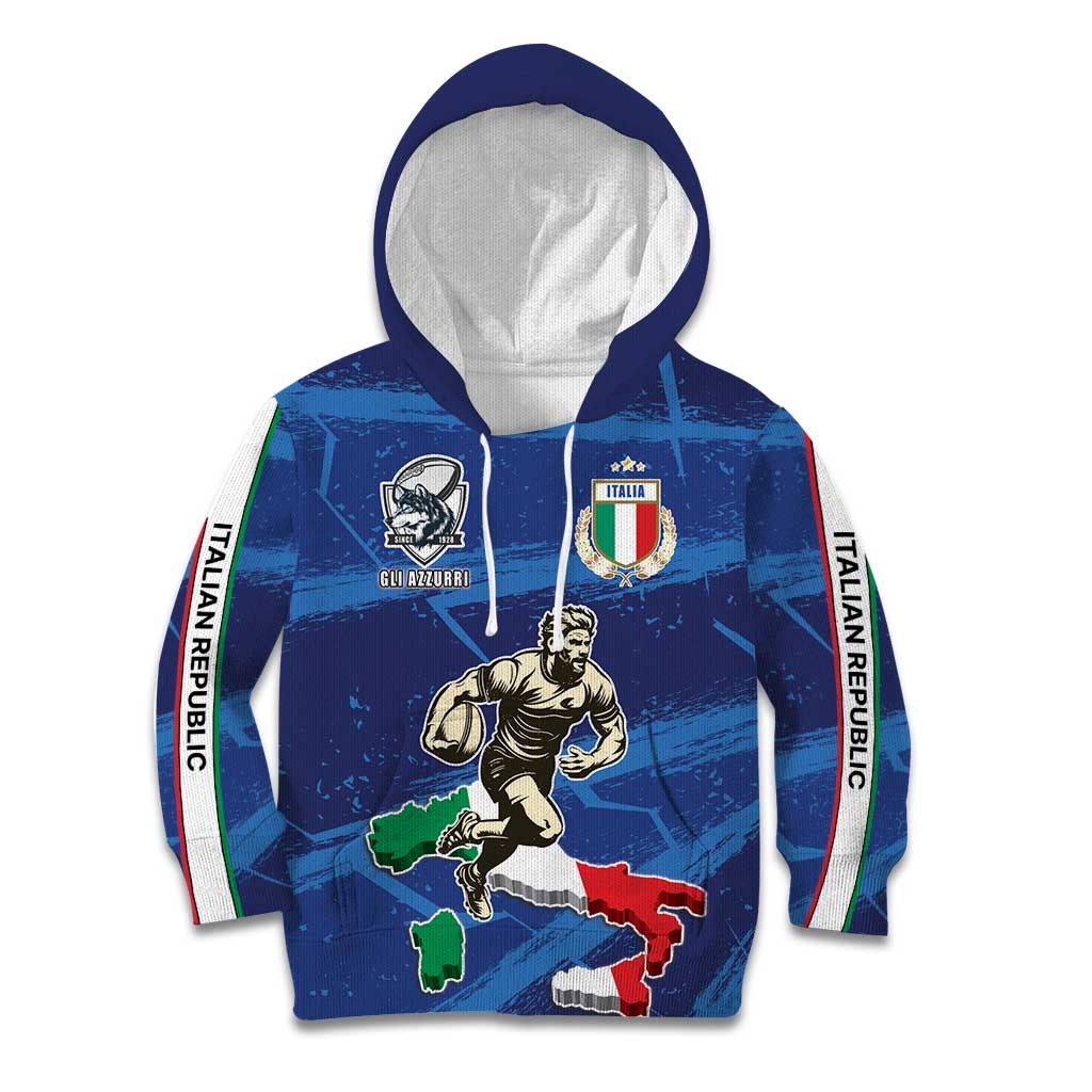 Italian Republic Rugby Custom Kid Hoodie Sporty Style