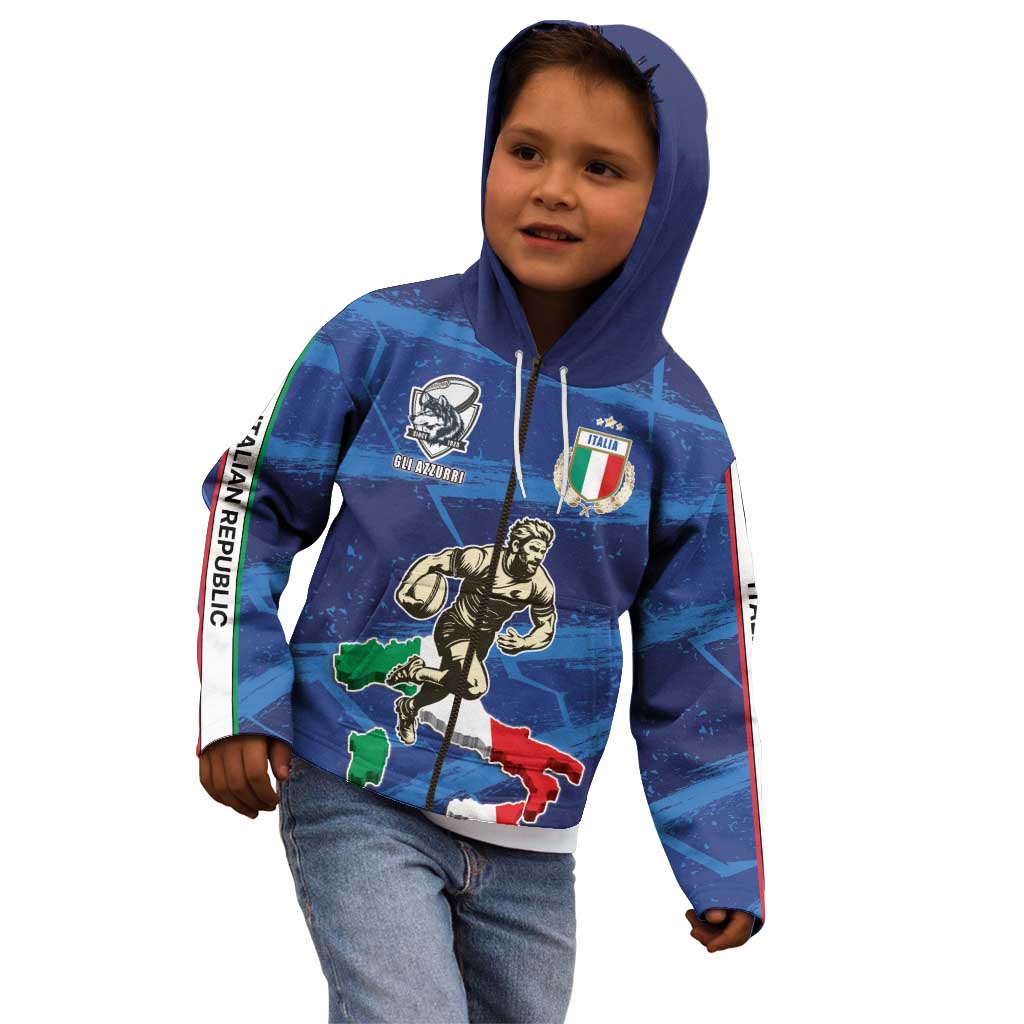 Italian Republic Rugby Custom Kid Hoodie Sporty Style