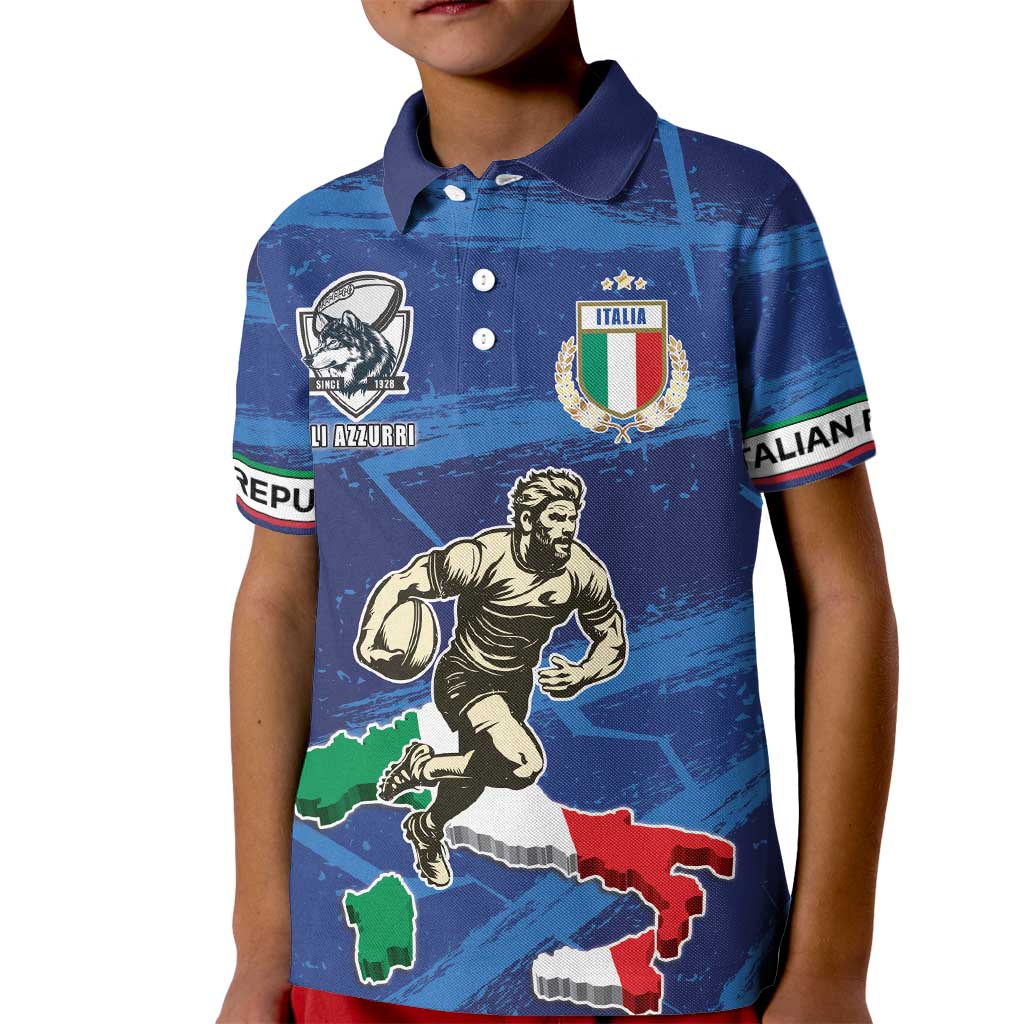 Italian Republic Rugby Custom Kid Polo Shirt Sporty Style