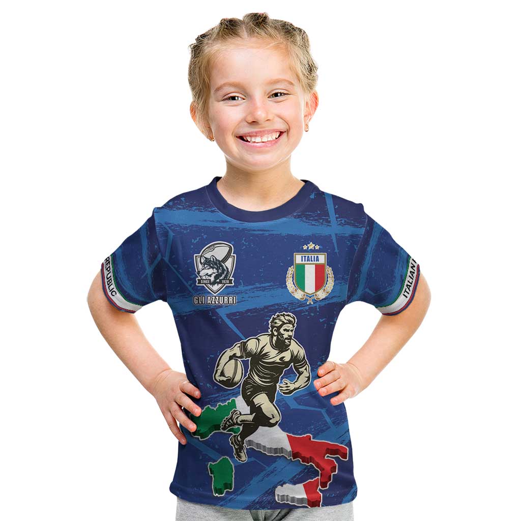 Italian Republic Rugby Custom Kid T Shirt Sporty Style