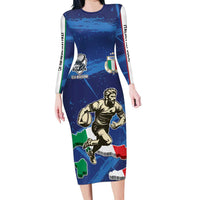 Italian Republic Rugby Custom Long Sleeve Bodycon Dress Sporty Style