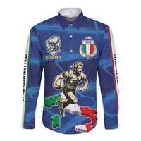 Italian Republic Rugby Custom Long Sleeve Button Shirt Sporty Style