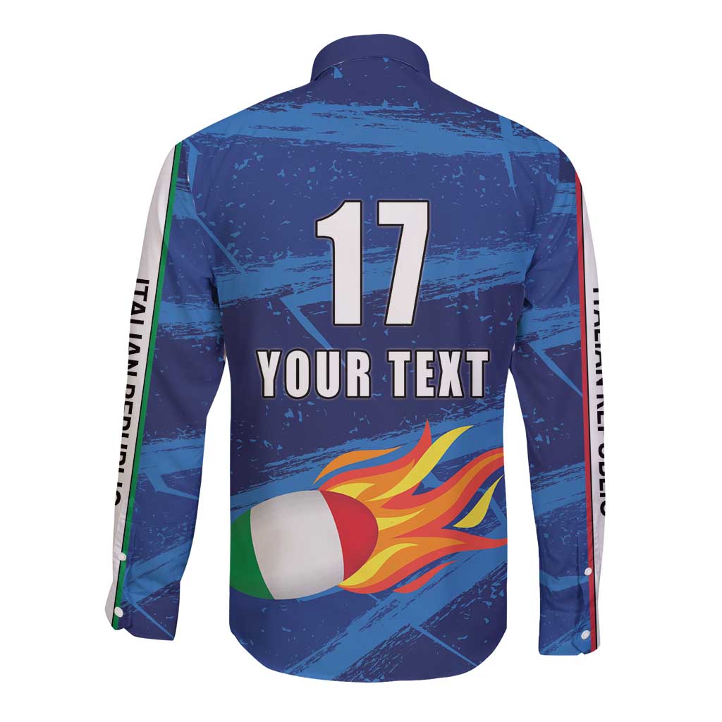 Italian Republic Rugby Custom Long Sleeve Button Shirt Sporty Style