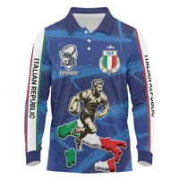 Italian Republic Rugby Custom Long Sleeve Polo Shirt Sporty Style