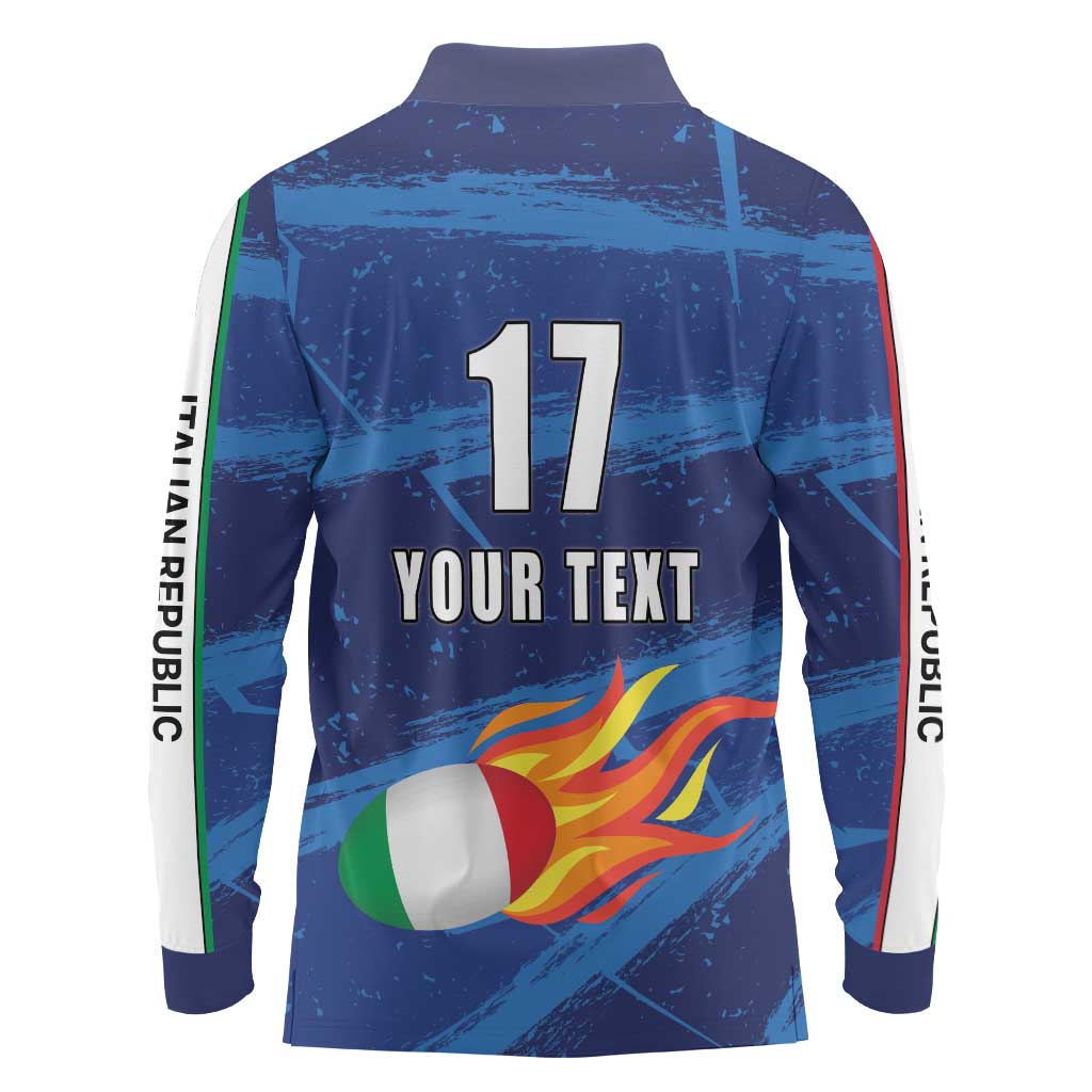 Italian Republic Rugby Custom Long Sleeve Polo Shirt Sporty Style