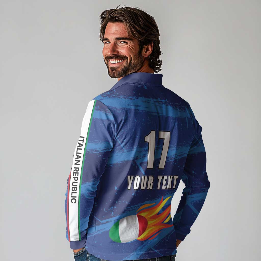 Italian Republic Rugby Custom Long Sleeve Polo Shirt Sporty Style