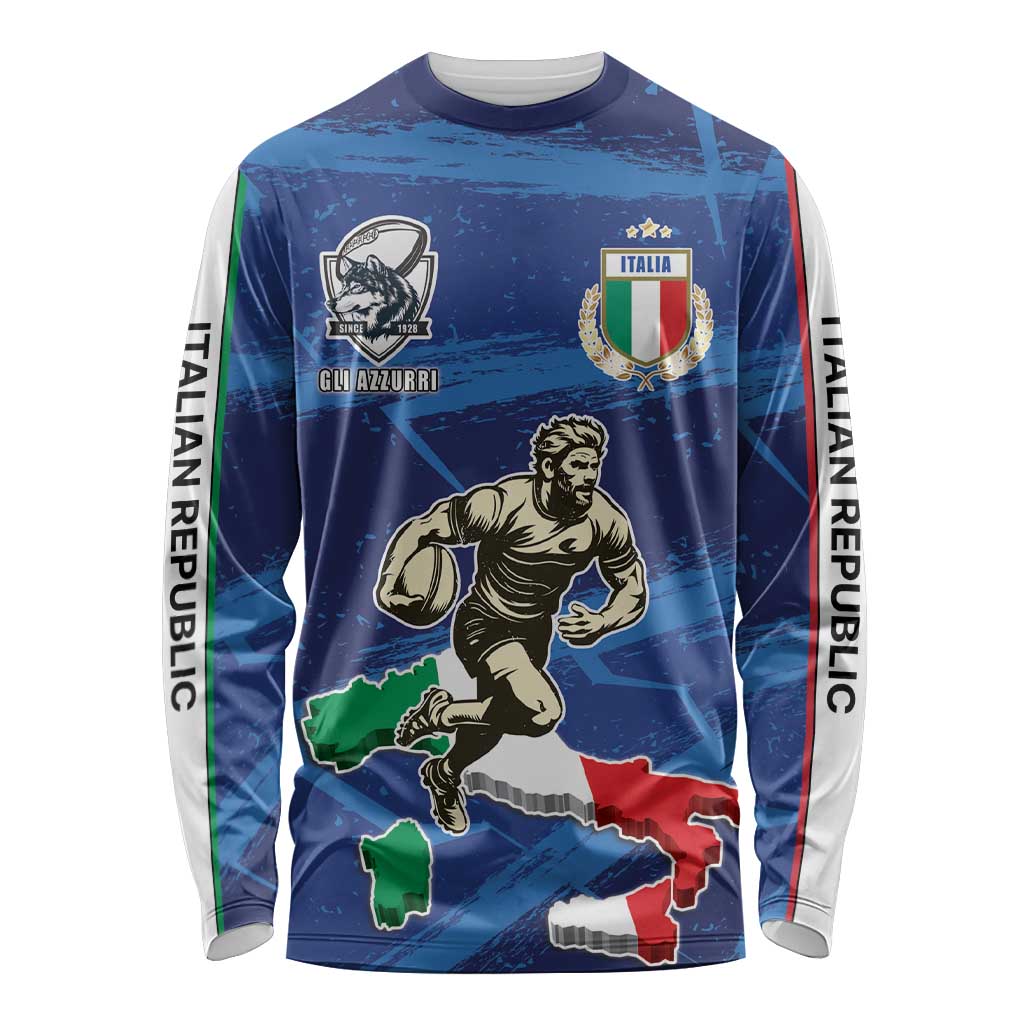 Italian Republic Rugby Custom Long Sleeve Shirt Sporty Style