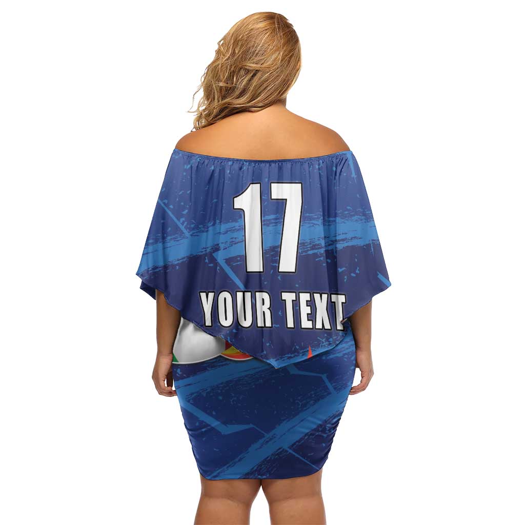 Italian Republic Rugby Custom Off Shoulder Short Dress Sporty Style