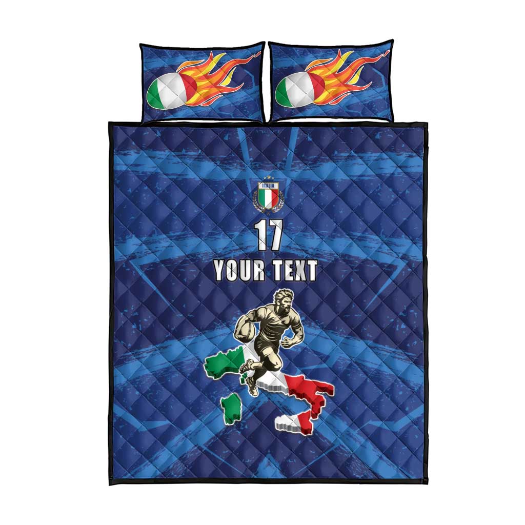 Italian Republic Rugby Custom Quilt Bed Set Sporty Style