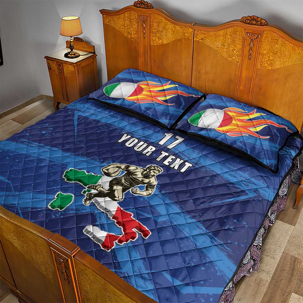 Italian Republic Rugby Custom Quilt Bed Set Sporty Style