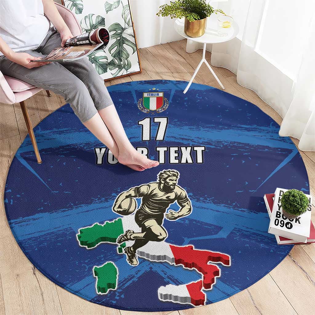 Italian Republic Rugby Custom Round Carpet Sporty Style