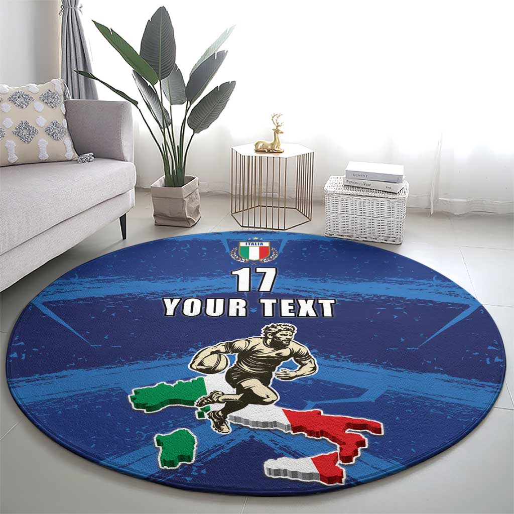 Italian Republic Rugby Custom Round Carpet Sporty Style