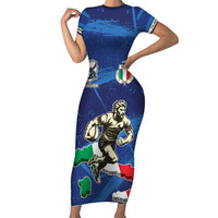 Italian Republic Rugby Custom Short Sleeve Bodycon Dress Sporty Style