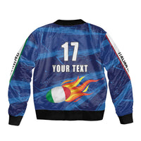 Italian Republic Rugby Custom Sleeve Zip Bomber Jacket Sporty Style