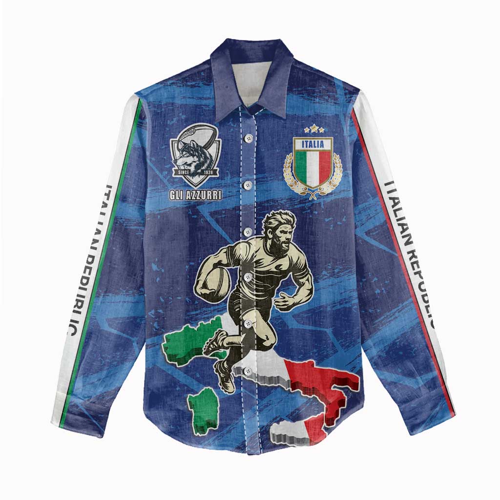 Italian Republic Rugby Custom Women Casual Shirt Sporty Style