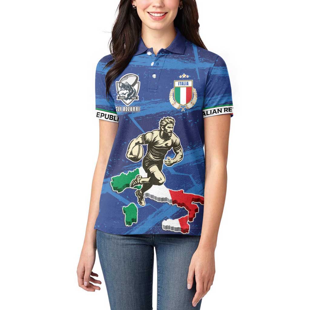 Italian Republic Rugby Custom Women Polo Shirt Sporty Style