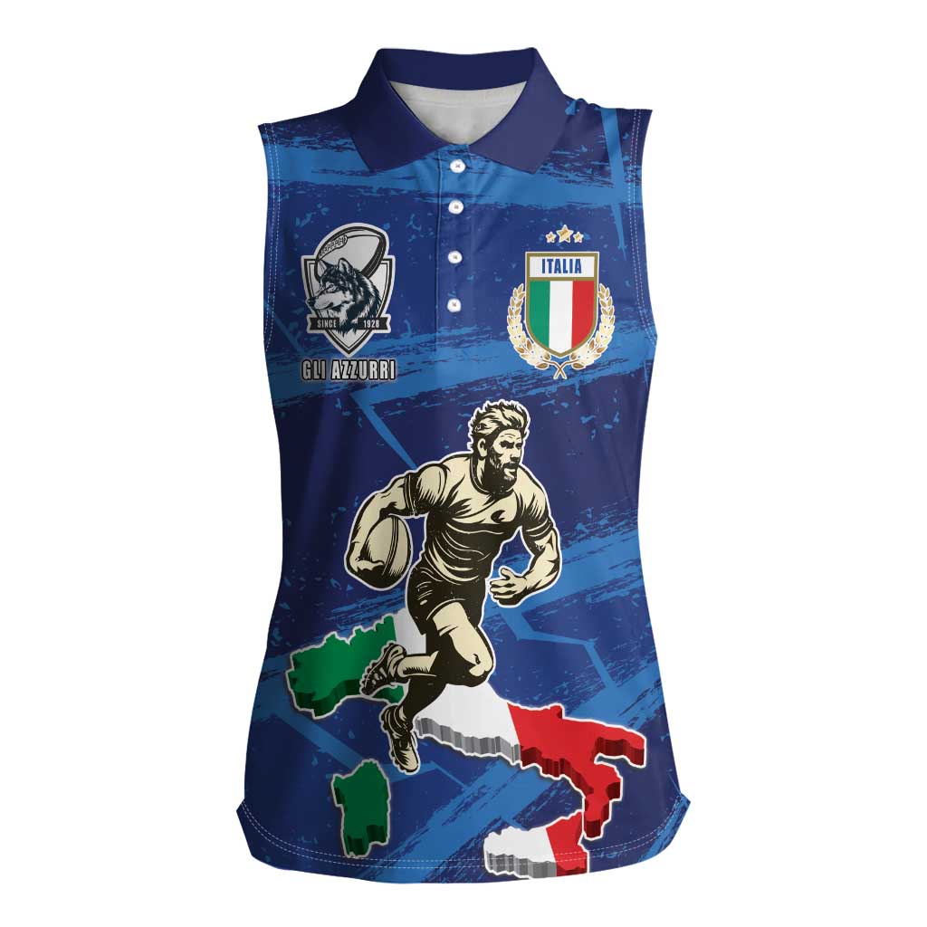 Italian Republic Rugby Custom Women Sleeveless Polo Shirt Sporty Style