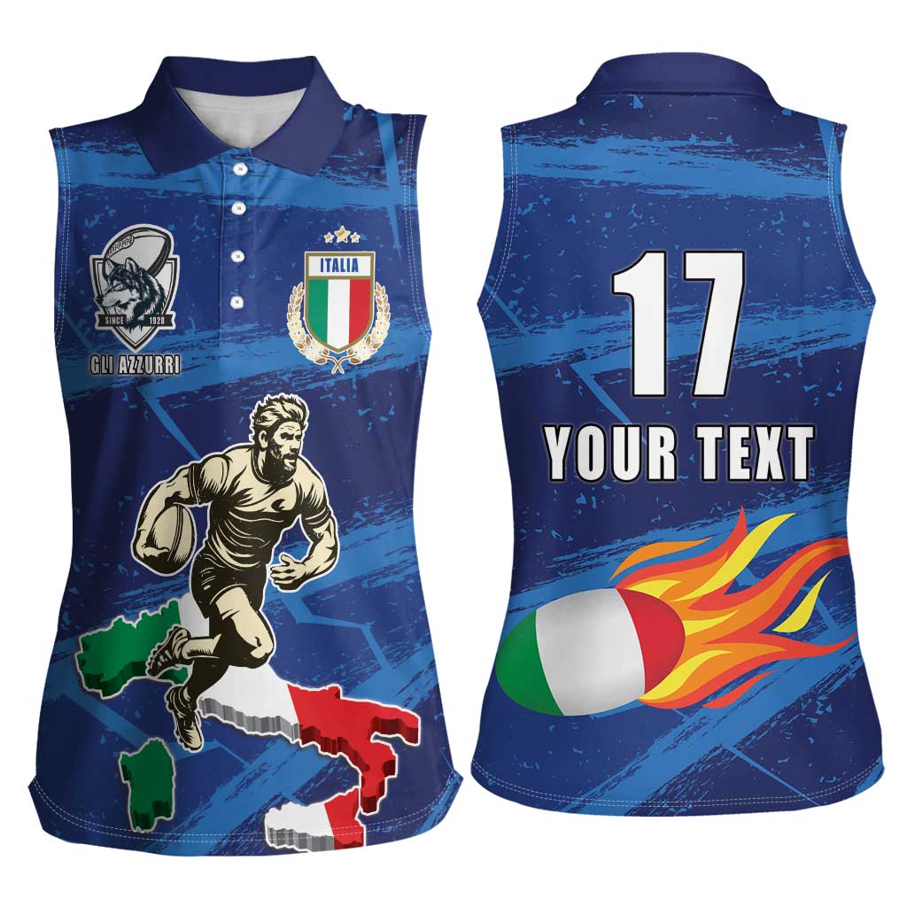 Italian Republic Rugby Custom Women Sleeveless Polo Shirt Sporty Style