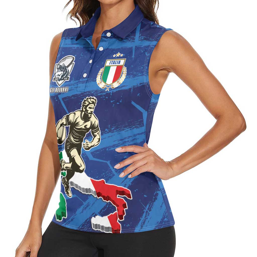 Italian Republic Rugby Custom Women Sleeveless Polo Shirt Sporty Style