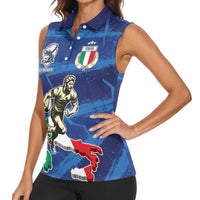 Italian Republic Rugby Custom Women Sleeveless Polo Shirt Sporty Style