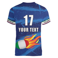 Italian Republic Rugby Custom Women V-Neck T-Shirt Sporty Style