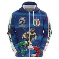 Italian Republic Rugby Custom Zip Hoodie Sporty Style
