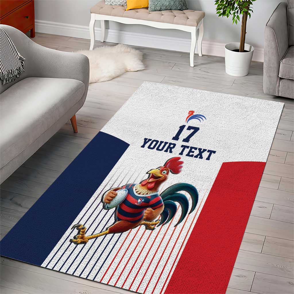 France Rugby Custom Area Rug Come on Les Bleus White Style