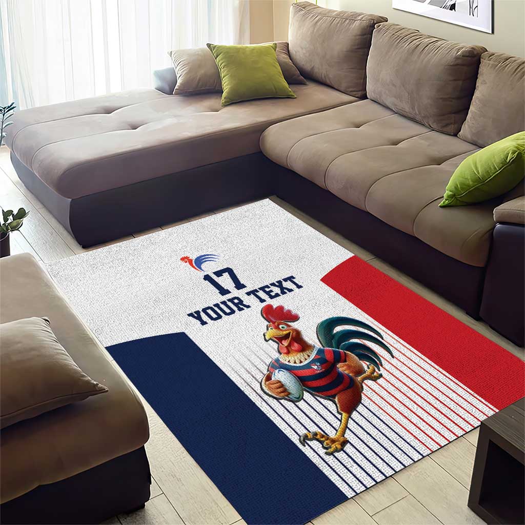 France Rugby Custom Area Rug Come on Les Bleus White Style