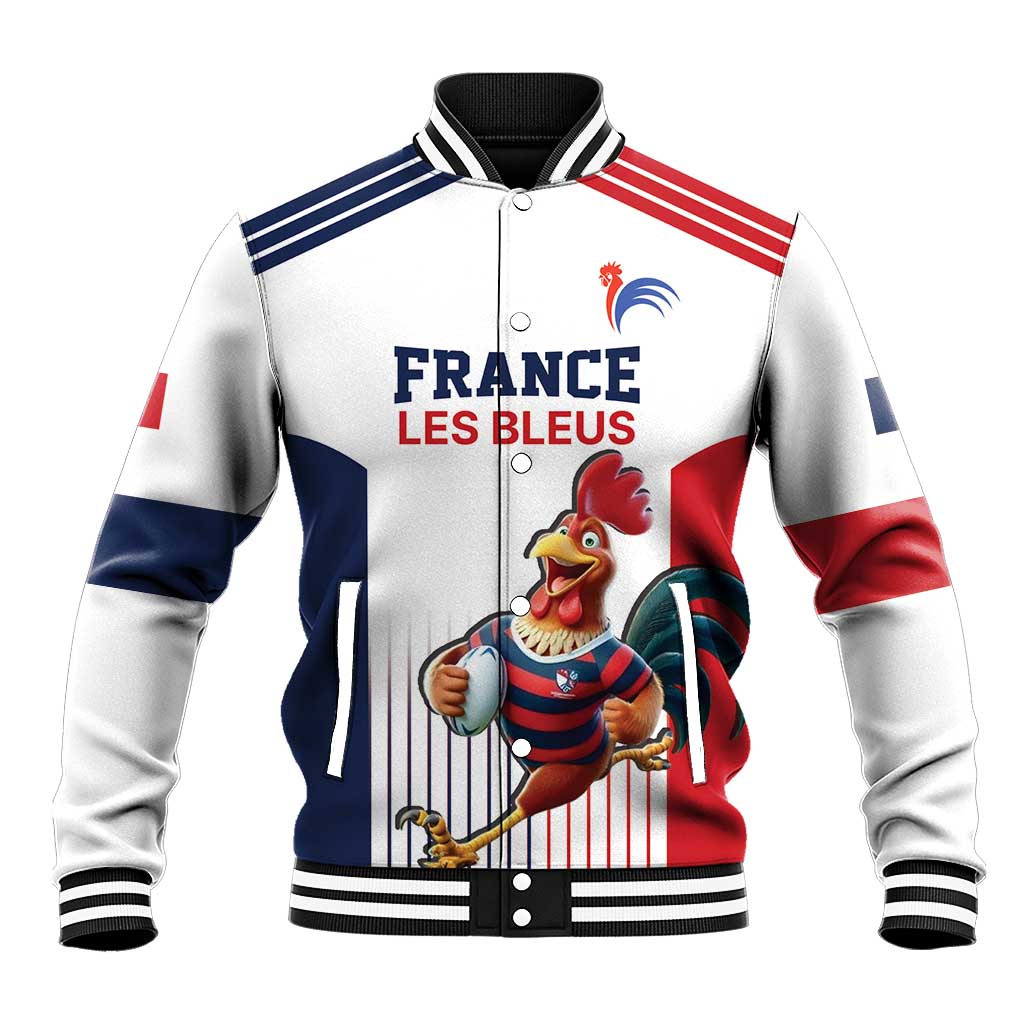 France Rugby Custom Baseball Jacket Come on Les Bleus White Style