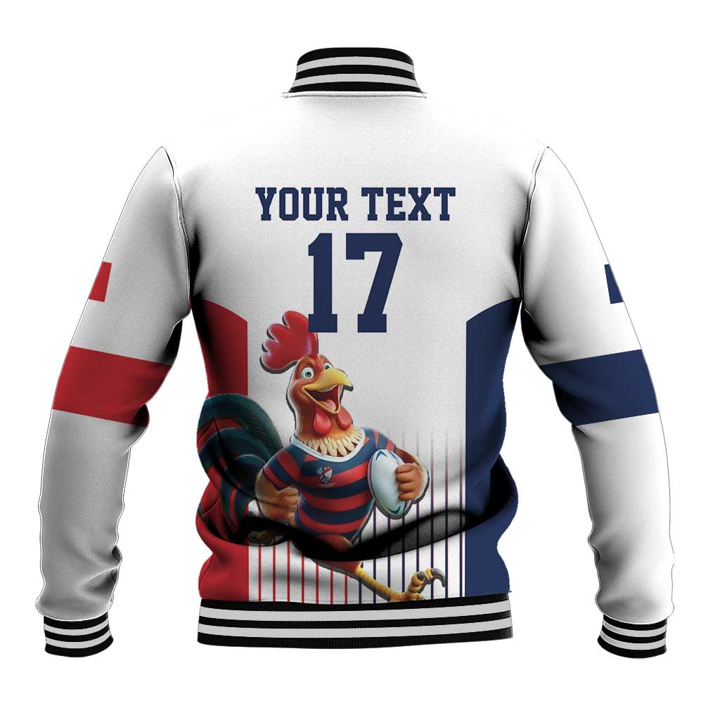 France Rugby Custom Baseball Jacket Come on Les Bleus White Style