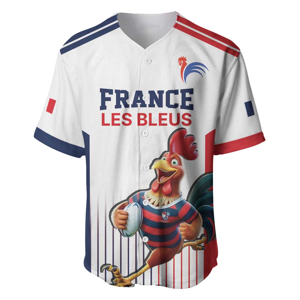 France Rugby Custom Baseball Jersey Come on Les Bleus White Style
