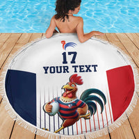France Rugby Custom Beach Blanket Come on Les Bleus White Style