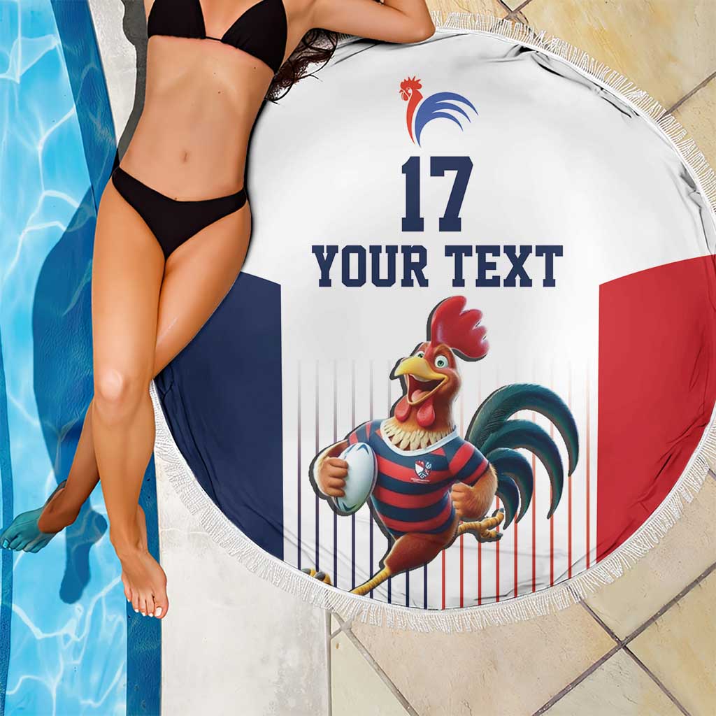 France Rugby Custom Beach Blanket Come on Les Bleus White Style