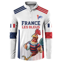 France Rugby Custom Button Sweatshirt Come on Les Bleus White Style