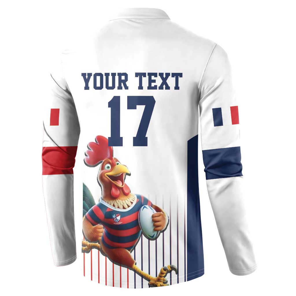 France Rugby Custom Button Sweatshirt Come on Les Bleus White Style