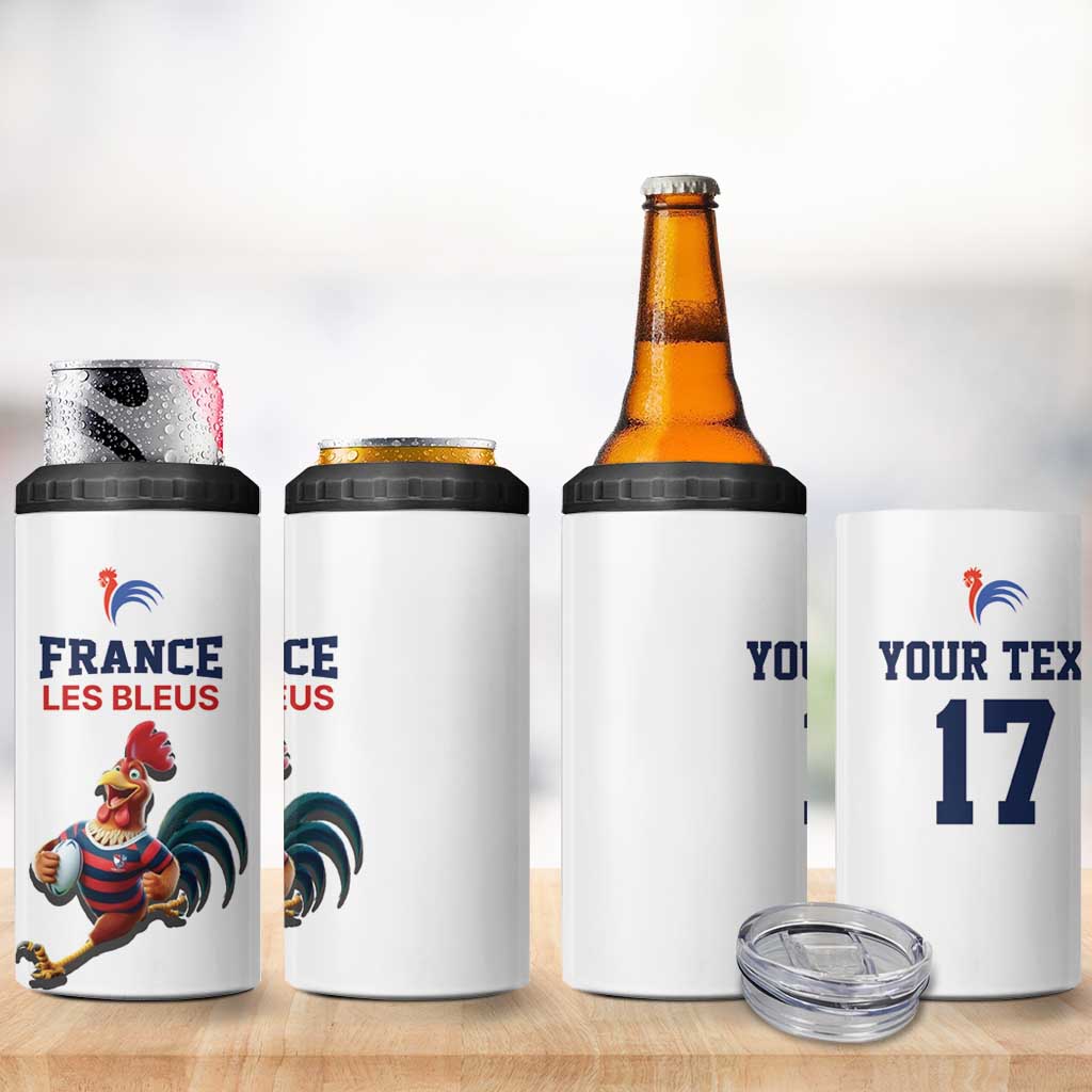 France Rugby Custom 4 in 1 Can Cooler Tumbler Come on Les Bleus White Style